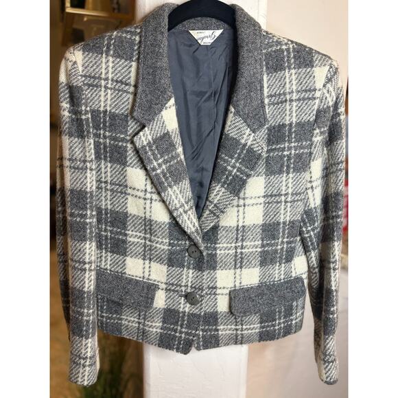 Gerulan Ginza Wool Gray/White Blazer Jacket Size M - Picture 2 of 4